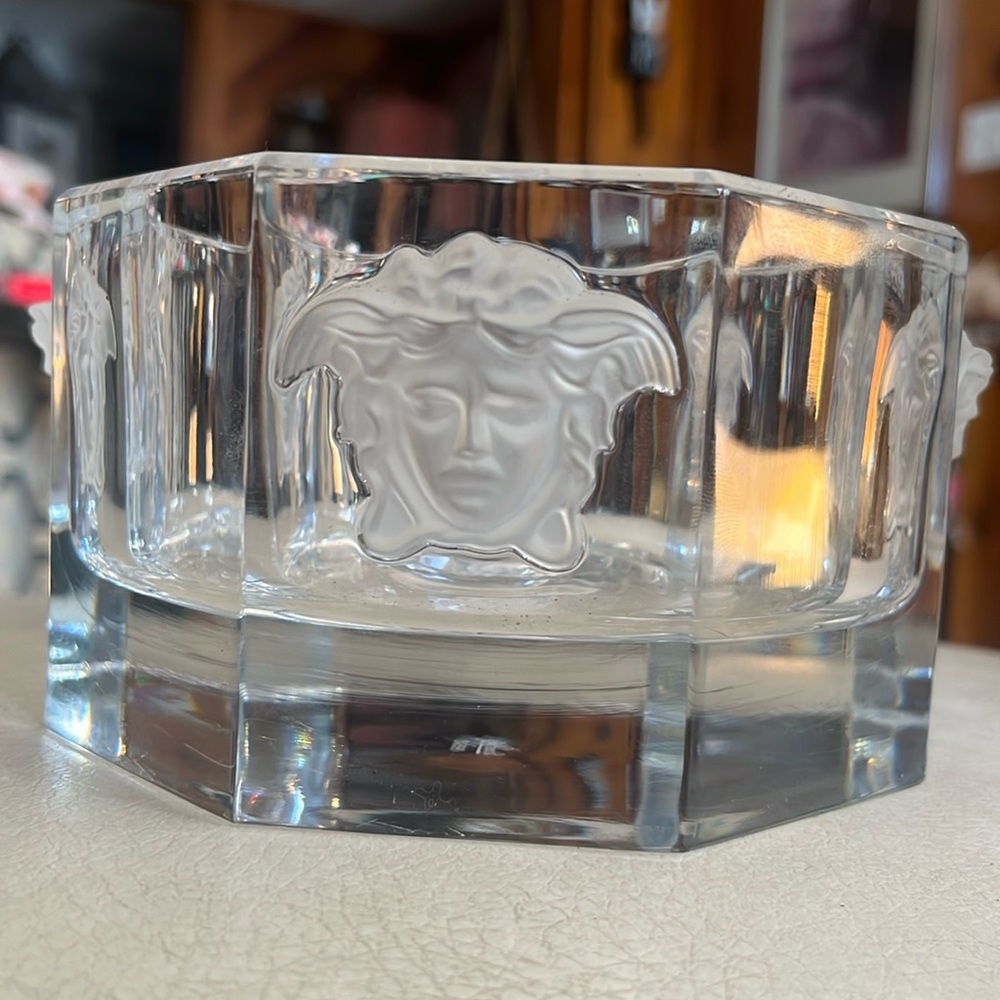 Rosenthal crystal Versace wine bottle holder / dish